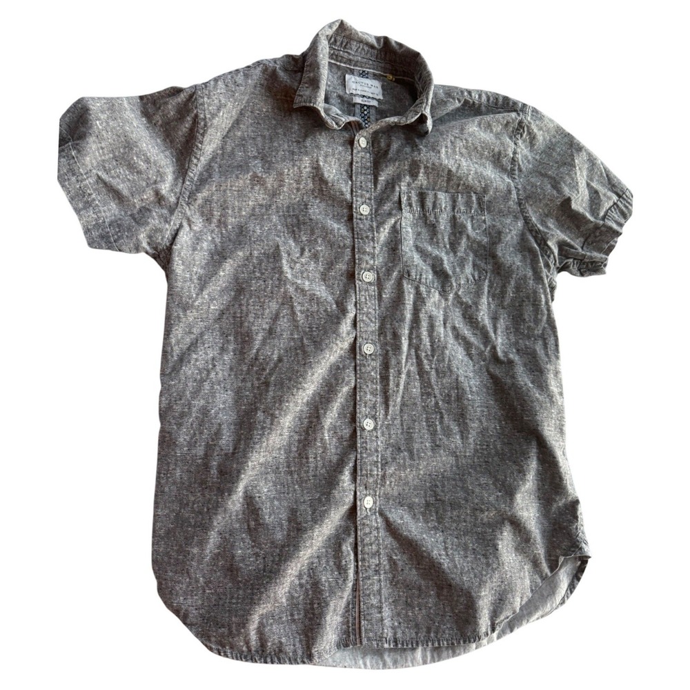 Cactus Man Mens Slim Fit Short Sleeve Button Up Shirt Small Gray Casual Preppy